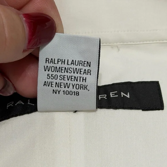 VINTAGE Ralph Lauren $790 White Button Down Shirt Chain Mail Embellish -10 NEW - Picture 10 of 14